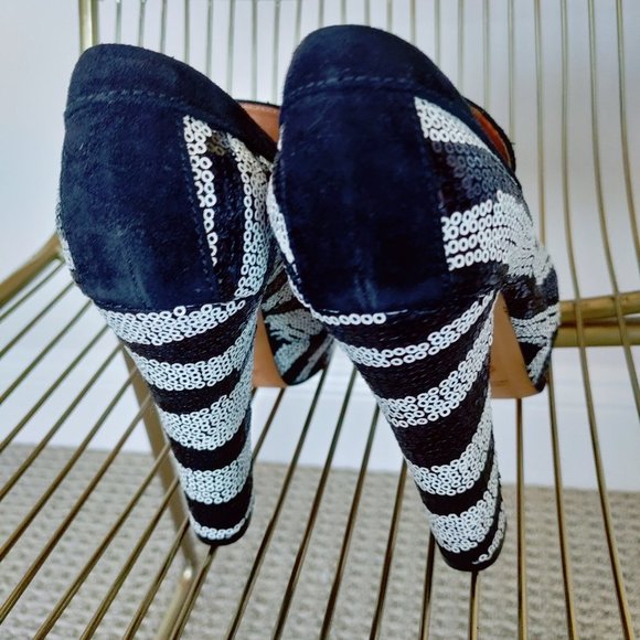 NIB $750 Viktor & Rolf runway zebra sequins shoes. IT 37 US 6 - Picture 8 of 10